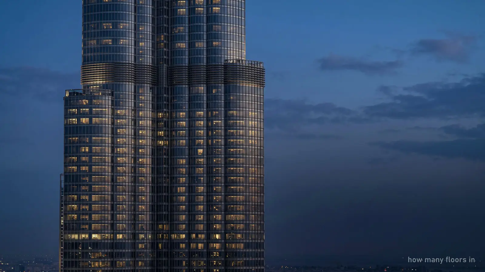 The Burj Khalifa's rows of window floors seen in a tight vertical telephoto crop (generated illustration)